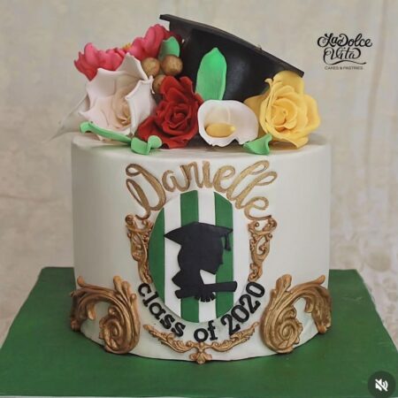 sugar flowers graduation cake