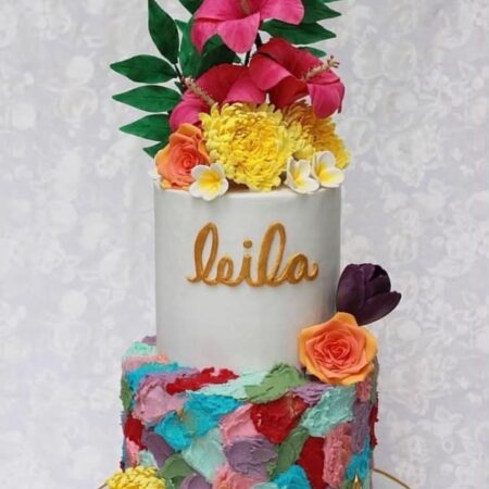 hibiscus sugar flowers cake