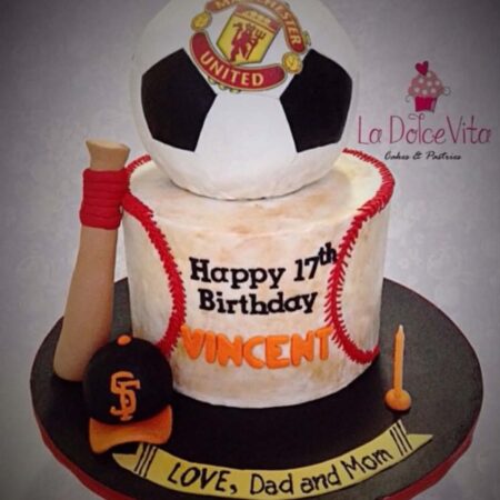 football and baseball cake