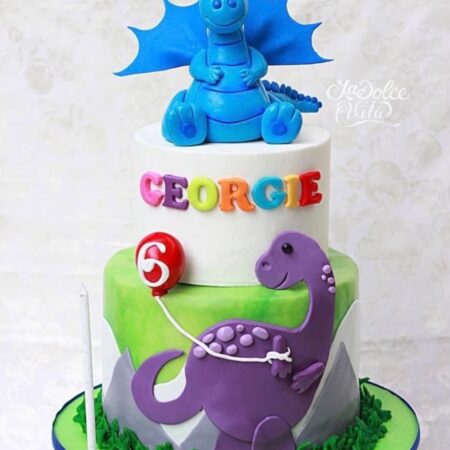 dragon and dinosaur cake