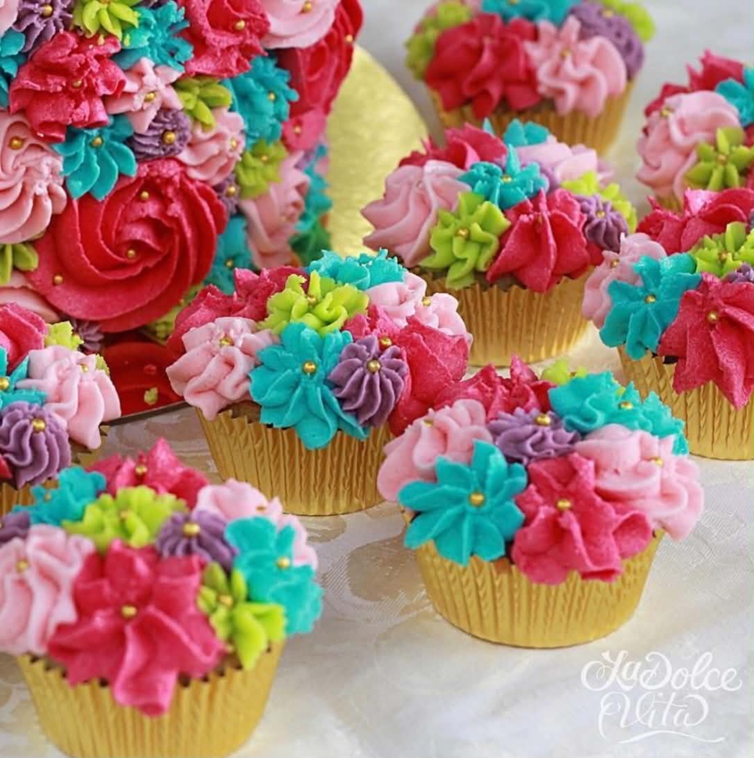 vibrant buttercream cupcakes
