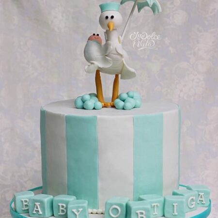 stork baby shower cake