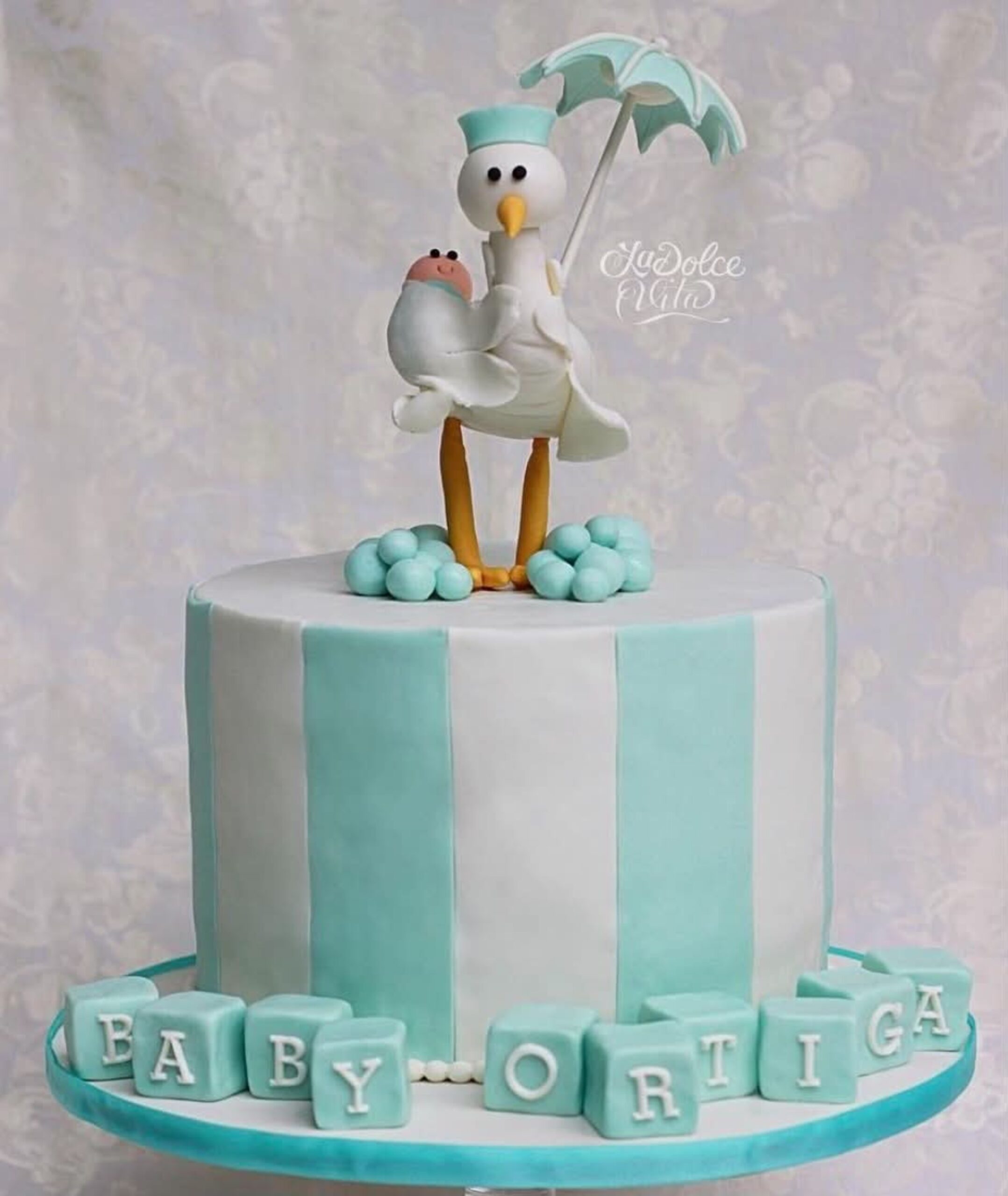 stork baby shower cake